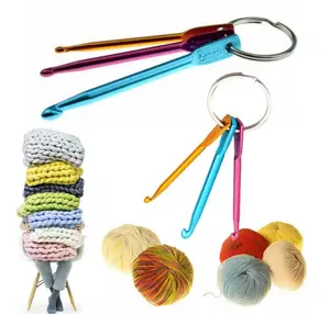 Z851 Mini Colorful Single Head Aluminum Crochet Hook 3pcs /set With Key Chain Textiles Crochet Hook