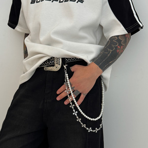 Chaîne de <span class=keywords><strong>pantalon</strong></span> style punk européen et américain, patchwork, élégante, imitation perles, décoration de taille pour le streetwear - Product Image 2