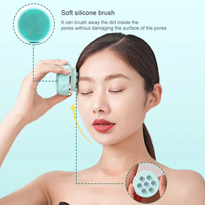 Brosse nettoyante électrique 2-en-1 en silicone rechargeable et étanche pour le visage, pour un nettoyage en profondeur et une application de soin cutané - Product Image 4