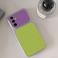 Étui de téléphone portable en cuir double violet et vert, coque blanche Corning, coque arrière pour iPhone 16 12 15 18 17 Air Pro Max