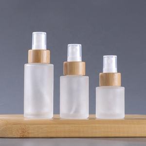 Luxury <b>30ml</b> 40ml 100ml 120ml Frosted Glass Body Oil <b>Bottle</b> with Screen Printed Bamboo Cap and Pump Sprayer for Skincare - Product Image 3