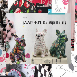 Artesanía de resina 3D de estilo escandinavo, adorno de Bulldog colorido artístico, escultura creativa de animales, patrón de vacaciones, negocios en casa - Product Image 2