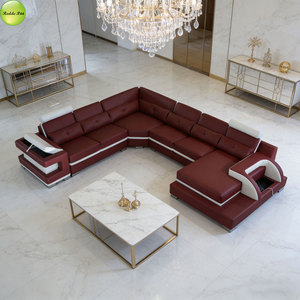 Canapé modulaire en cuir contemporain en forme de U, inclinable et capitonné, pour <span class=keywords><strong>salon</strong></span>/hôtel/bureau/appartement - Product Image 3