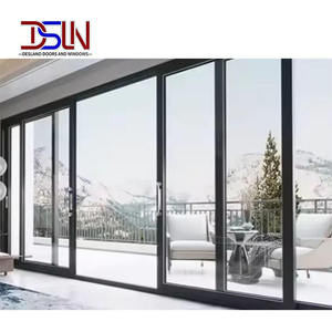 Puerta Corredera de Vidrio Templado de Doble Acristalamiento Ultrafino Minimalista para Interiores/Exteriores con Marco de Aluminio y Revestimiento Low-E - Product Image 1