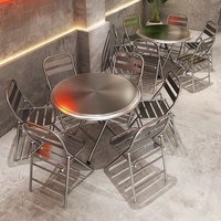 Mobilier de style industriel pour les restaurants de barbecue, tables et chaises pliantes en acier inoxydable antirouille pour les entreprises de restauration
