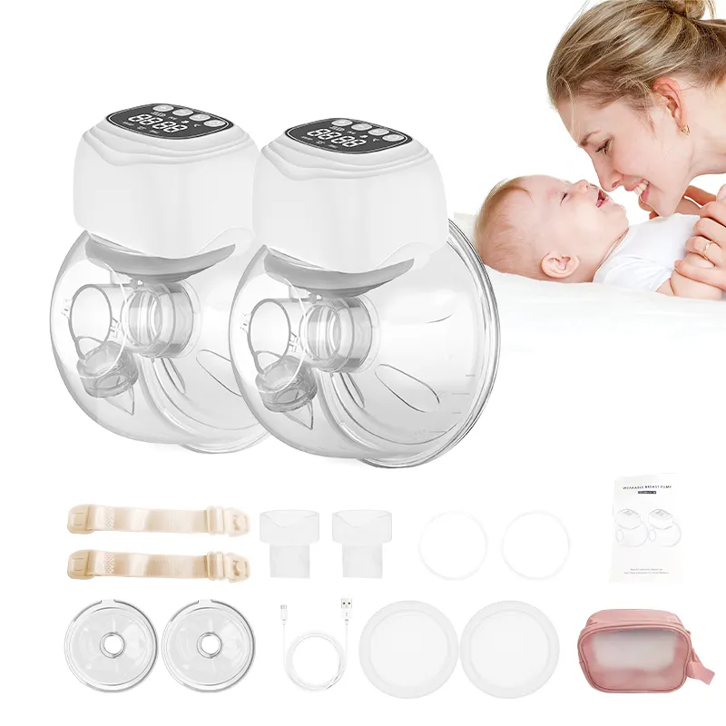 2X pompaları ambalaj elektrikli göğüs pompası yeni varış silikon bebek ürünleri emzirme süt eller serbest kablosuz göğüs pompası