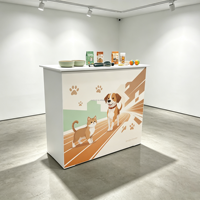 Comptoir portable pliable, étanche et léger pour salon professionnel d'animaux, avec structure en aluminium et tissu tendu à fermeture éclair, impression personnalisée