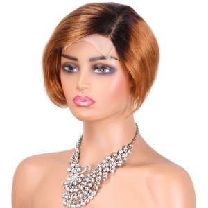 Peluca Brasileña Amygirl de 8 Pulgadas 4x4 con Ondas Suaves, Sin Pegamento, con Frente de Encaje Transparente, 100% Cabello Virgen Remy, 180% de Densidad, Peluca Corta - Product Image 1