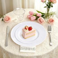 700 pièces de vaisselle jetable en plastique blanc pur de qualité supérieure, comprenant 200 assiettes, 300 couverts, 100 gobelets, 100 serviettes