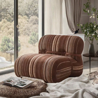 Fauteuil d'appoint minimaliste nordique en tissu rayé avec rembourrage en mousse, fauteuil de loisirs individuel pour chambre à coucher, salon et salle d'exposition