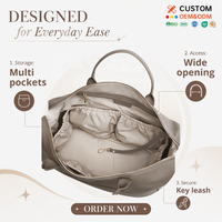 Sac à langer multifonctionnel de qualité supérieure en cuir vegan imperméable, convertible en sac à dos de voyage pour maman
