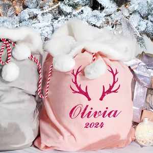 Personalized Velvet <b>Santa</b> Gift <b>Sack</b>, Customized Christmas Party Favor Bags with Name, Large Christmas Gift Bags with Drawstring - Product Image 3