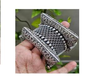 Handcrafted Oxidised Kada & Bangles Combo <b>Set</b> of 3 Openable Bangles with Antique Finish Traditional to Modern Wear - Product Image 1