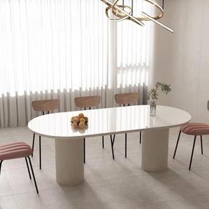 2024 New Design Luxury Cheap Price Accent Home Rectangular Concrete Furniture Restaurant Kitchen <strong>Marble</strong> <strong>Top</strong> Dining <strong>Table</strong> - Product Image 5
