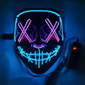 Fashion Double Color Halloween Party Led Mask Cosplay Neon EL Wire Glowing Mask