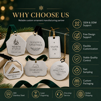 Cadeaux d'entreprise OEM pour clients, employés, événements festifs, ornements de Noël en acier inoxydable 304 gravés au laser, logo personnalisé en gros