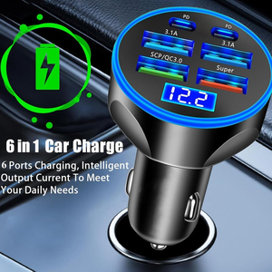 Caricabatterie da Auto USB C Super Veloce 6 in 1 con Display di Tensione, 250W Multi-Porta per <span class=keywords><strong>Accendisigari</strong></span> - Product Image 4