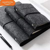 Cuaderno A7 de Fieltro con Hojas Sueltas y Elástico, Personalizable con Logotipo, Páginas de Recambio Cuadrículadas, Bolsillo para Viajes, Notas Diarias, 100 Hojas
