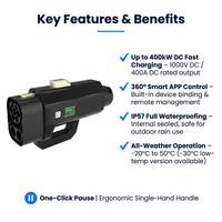 Adaptador CCS2 a GB/T DC para Vehículos Eléctricos de 400A con Gestión por Aplicación |   Carga Rápida de CC de Alta Potencia de 400 kW |   Resistencia a la Intemperie IP55