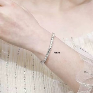 Tennis Chain 4mm 925 Sterling Silver Moissanite Single Stone Everyday Wear Geometry Design Channel Setting - Product Image 1