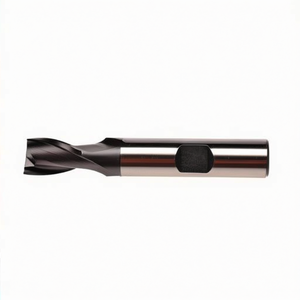 Hss Co <b>Cutter</b> Ta1414 TiAlN Coated 30 Degree Helix Short For Slots 2 Cutting <b>Edges</b> Weldon Shank - Product Image 2