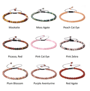 Bracelets en perles de pierres précieuses miniatures de 4 mm, bracelet de guérison en cristal, bracelet en pierre naturelle, bracelet à perles réglable unisexe pour femmes et hommes - Product Image 6