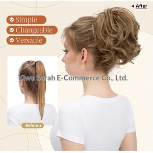Accessoire capillaire pour queue de cheval, perruque, pince à cheveux, cheveux synthétiques bouclés et volumineux, réglable, pour le commerce international Europe États-Unis, usage domestique - Product Image 2