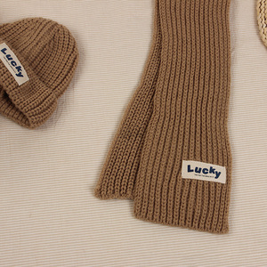 Conjunto de gorros de invierno para niños y niñas, conjunto de bufandas con letras, gorros tejidos con etiqueta, calentador de <span class=keywords><strong>cuello</strong></span>, 2 uds. - Product Image 6