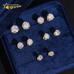 Hip Hop Jewelry 925 Sterling <strong>Silver</strong> Diamond 3 Prongs <strong>Earring</strong> 5mm 6.5mm 7mm 8mm 9mm VVS Moissanite Moissanite <strong>Stud</strong> <strong>Earrings</strong> - Product Image 2