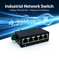 Switch Industrial de 5 Puertos 10/100Mbps para Riel DIN, Switch de Red Ethernet No Administrado, Protección Contra Inversión de Corriente con Direccionamiento MAC 8K