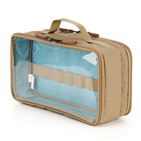 Sac de rangement pour câbles d'équipement photographique Tan avec doublure bleue contrastante, poignée supérieure, étui de voyage EDC, personnalisation de marque OEM ODM