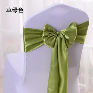 婚礼用椅子装饰用高品质奢华缎面橄榄绿椅子腰带
