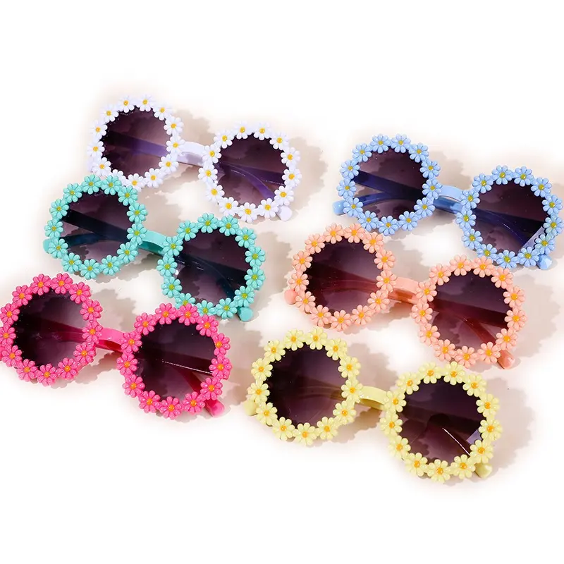 Kacamata hitam bunga aster UV400, aksesoris kepala kacamata anak-anak