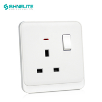 Stopkontak Dinding Listrik Standar Inggris 90 Plate 13A dengan Neon, Harga Pabrik Shinelite