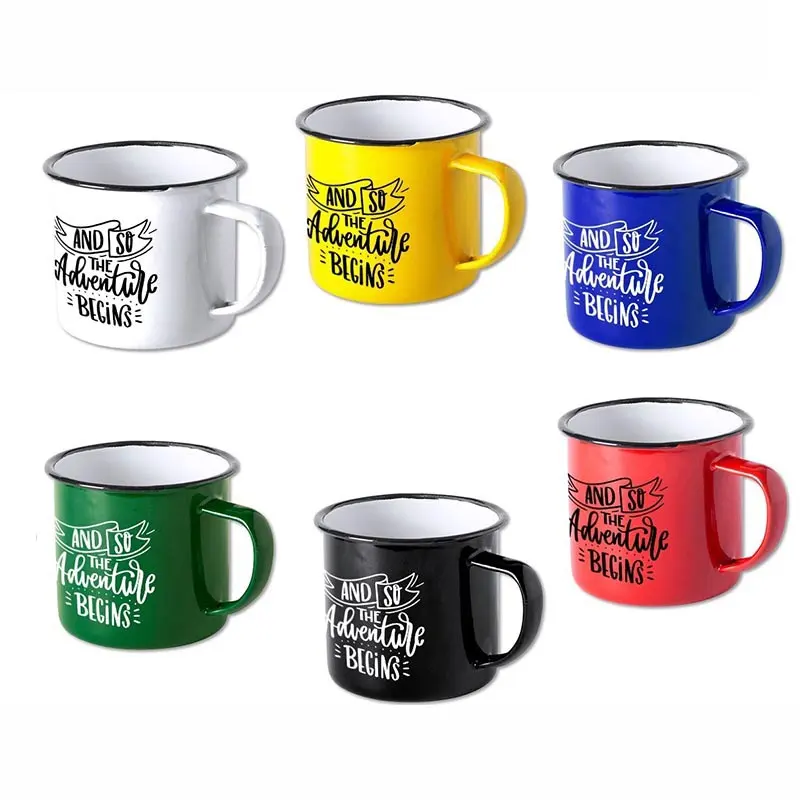 High Quality Retro Souvenir Enamel Coffee Cup Custom Enamelled Mug Travel Coffee Enamel Mugs