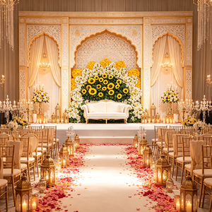 Décoration de fond en tournesols artificiels, fleurs et plantes en gros pour mariage et événements - Product Image 1