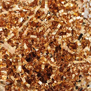 Eco friendly biodegradable metallic champaign rose gold crinkle cut paper shredded packaging filler for gift box packing