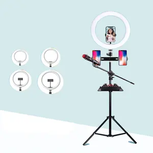 Live Streaming Phone Live Holder Ring Light With Tripod Hold Stand Led Adjustable Ring Mobile Support