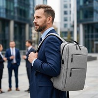 Sac à dos pour ordinateur portable personnalisé avec logo, imperméable, avec port USB, en tissu Oxford, fin, 17,3 pouces, pour hommes et femmes, loisirs, bureau, Ryanair, 4 couleurs