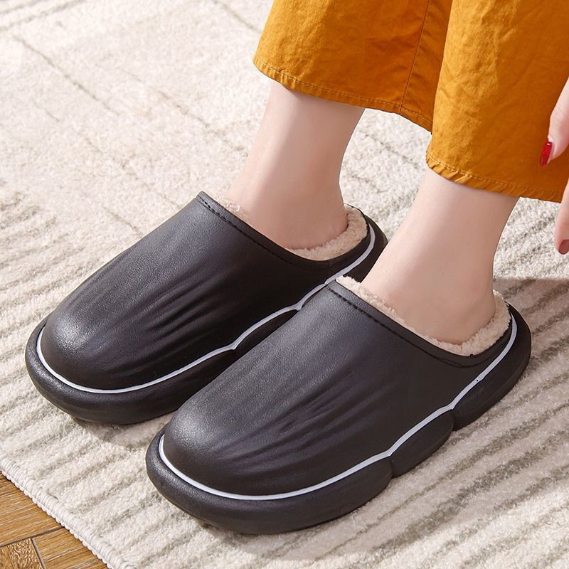 Autumn Winter Warm House Slippers Waterproof Couples Home Indoor Fuzzy Shoes