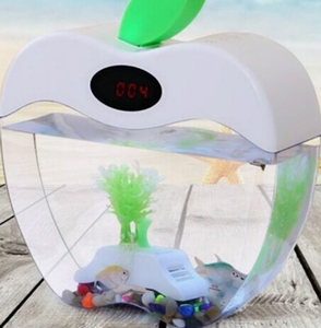 USB 미니 어항 금붕어 수조 LED 조명 LCD 디스플레이 화면 및 시계 포함 친환경 플라스틱 박스 포장 - Product Image 6