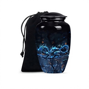 Urna Funeraria de Aluminio Grande y Elegante con Forma de Dragón para Cenizas Humanas de Adultos, con Tapa y Bolsa de Terciopelo Gratis - Product Image 1