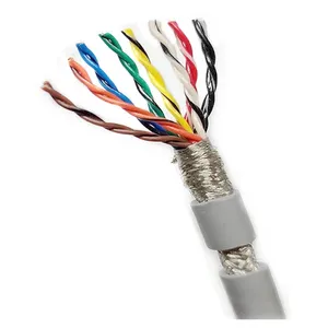 14 çekirdek esnek ekranlı bükümlü çift kablo 0.14, 0.2mm kodlayıcı kablosu 26awg 24awg kalaylı bakır 485 sinyal kontrol tel 5m