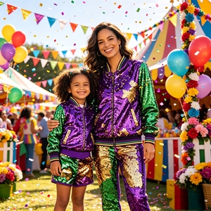 New Arrival RTS Mardi Gras <strong>Mummy</strong> <strong>and</strong> <strong>Me</strong> Reversible Sequin Jacket Women's Mardi Gras <strong>Outfit</strong> Baby Girl Festival Top Shirt 2026 - Product Image 1