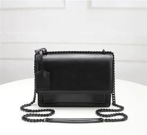 Classic Luxury Chain Fashion Plaid Flower Brand Wallet Vintage Ladies Brown Leather Handbag designer shoulder bag with box