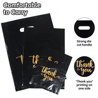 Pasokan pabrik kantong plastik ritel dapat digunakan kembali pegangan potong ramah lingkungan tas belanja dengan emas putih abu-abu Terima kasih Die Cut tas hadiah