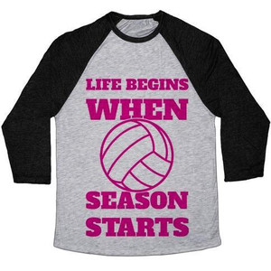 La vida comienza cuando comienza la temporada de voleibol, camiseta de béisbol unisex de mezcla triple - Product Image 3