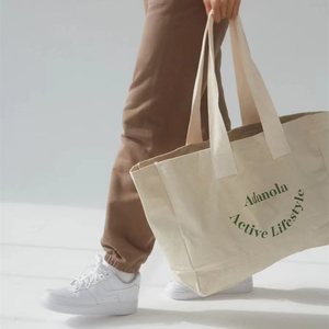 <span class=keywords><strong>Sac</strong></span> fourre-tout en toile de <span class=keywords><strong>coton</strong></span> personnalisé avec logo imprimé, grand format, pour la plage, les cadeaux ou le shopping - Product Image 4