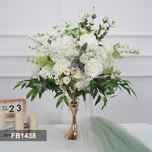 DKB Wholesale High Quality Realistic <b>Artificial</b> Flower Ball <b>White</b> Silk <b>Rose</b> 40cm Handmade Wedding Centerpieces Table Decorations - Product Image 3