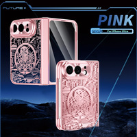 Étui de luxe à motif mécanique électroplaqué avec charnière magnétique et protection intégrale, incluant un protecteur d'écran intégré pour iPhone Duo